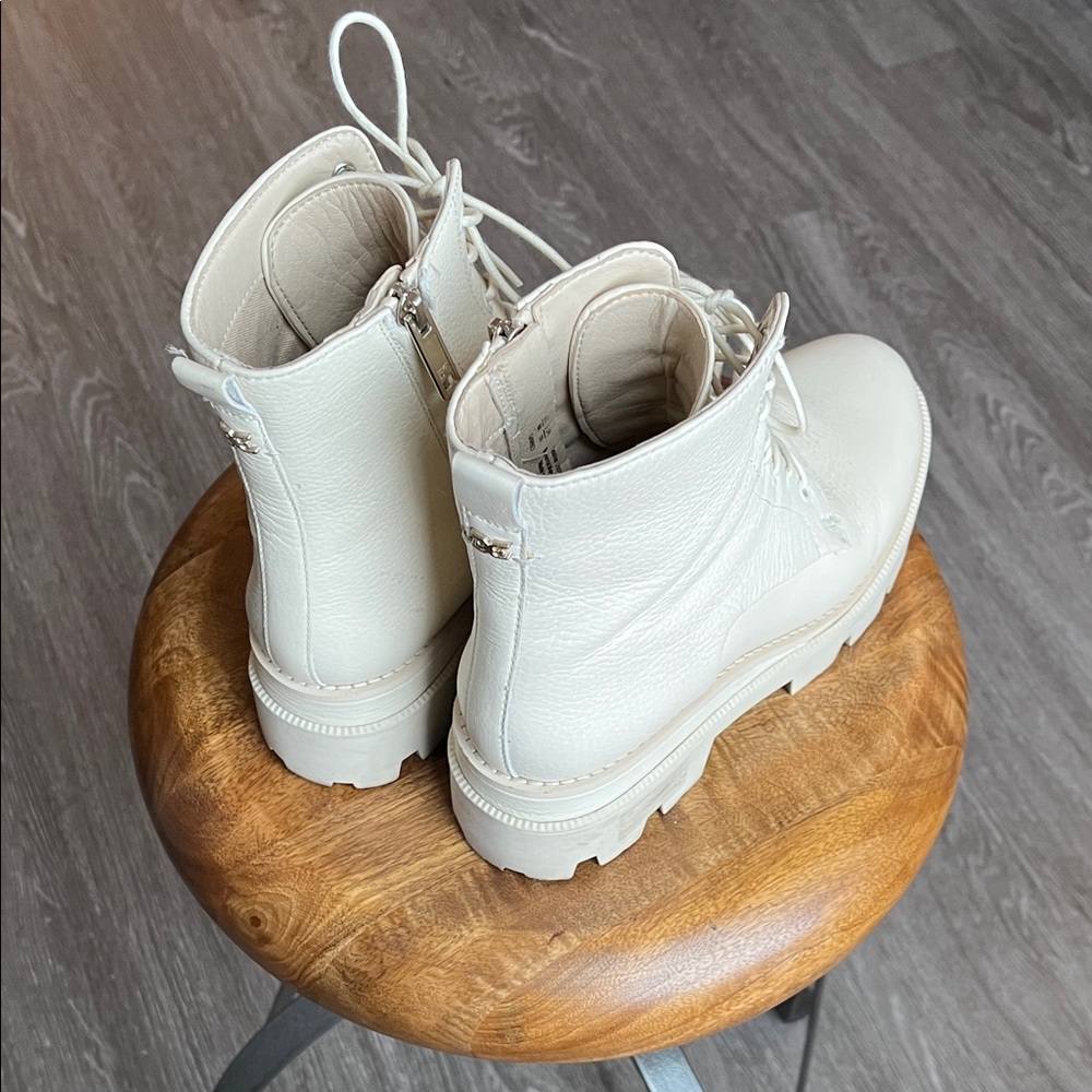 Sam Edelman Off-White Lace-Up Combat Boots - Picture 3 of 3